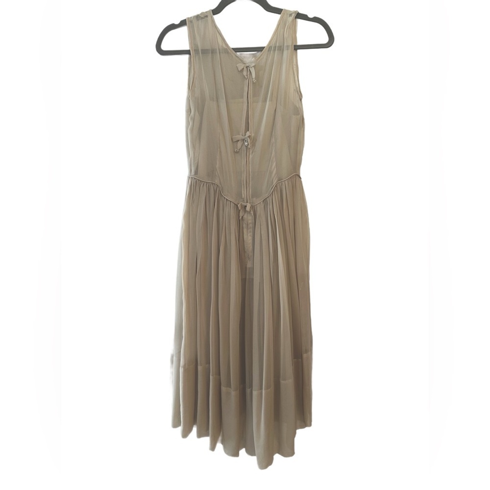 VTG Tulle and Lace Beige Midi Dress With Slip Size 4 - Picture 4 of 13